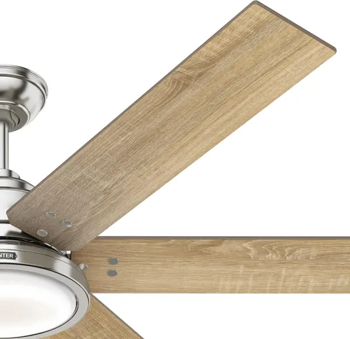 Vista 14 de Hunter Warrant - Ventilador de techo interior con luz LED, 60 pulgadas, níquel cepillado Acabado cepillo níquel (Brushed Nickel Finish)