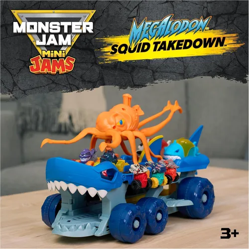Vista 2 de Monster Jam Mini Jams Megalodon Squid Takedown Monster Trucks Playset Multicolor