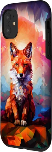 Vista 2 de iPhone 11 Mosaico de zorro rojo Lindo Funda colorida