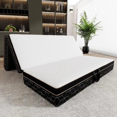 Vista 9 de GEMBED Colchón de Espuma Viscoelástica Tri-Fold - Cama de Piso Plegable Portátil de 3 Pulgadas con Funda Lavable y Base Antideslizante, Ahorra