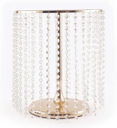 Vista 7 de Efavormart soporte para tarta de 14" de diámetro Soporte para tarta de boda redondo de metal dorado con cristal - 16" de alto