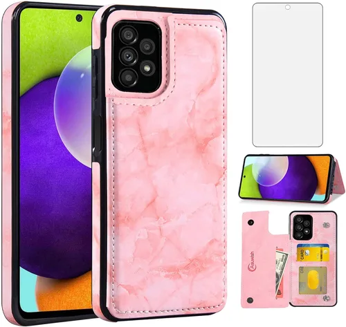 Vista 8 de Asuwish Funda de teléfono para Samsung Galaxy A52/A52S 5G con protector de pantalla de vidrio templado y cartera de mármol con tapa abatible