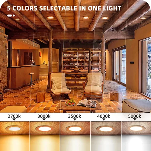 Vista 3 de LTBLIGHT - Paquete de 12 luces empotrables regulables de grano de madera de 4 pulgadas, 5CCT 1200LM Canless wafer downlight,12W=150W energy