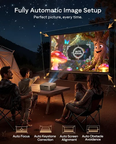Vista 8 de Aurzen Proyector EAZZE D1 MAX 1000 ANSI Google TV con soporte 4K y MEMC with Gemini for TV, 20W DoIby Audio, Native 1080P, Auto Focus/Keystone