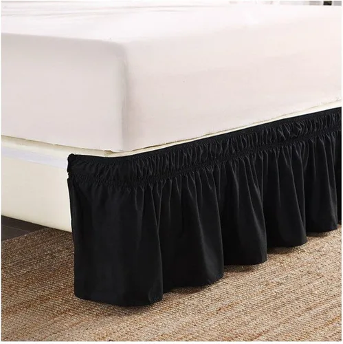 Vista 2 de Falda para cama plisada de tres lados, de algodón egipcio, elástica, caída de 15 pulgadas, para camas Individual / Matrimonio, Queen y King