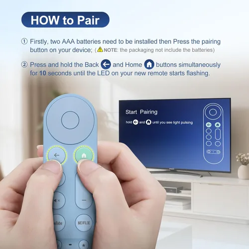 Vista 4 de Reemplazo de voz para el mando a distancia de Google Chromecast, para el control remoto de Google TV y Google TV Streamer (Azul)