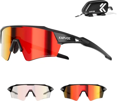 Vista 16 de KAPVOE Gafas de ciclismo fotocromáticas para hombres y mujeres, gafas de sol deportivas con protección UV, gafas de bicicleta de montaña, MTB