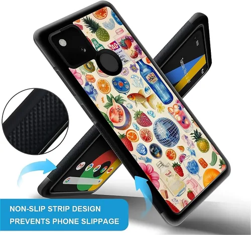 Vista 376 de Compatible con Google Pixel 4A 5G Mobile Case Creative Acrylic Panel trasero Silicona Protección Grip especialmente diseñado para Google Pixel 4A 5G
