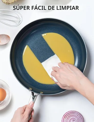 Vista 5 de MICHELANGELO - Sartén pequeña para freír - Sartén antiadherente de 8 pulgadas con tapa, sartén de tortilla no tóxica con mango de acero inoxidable