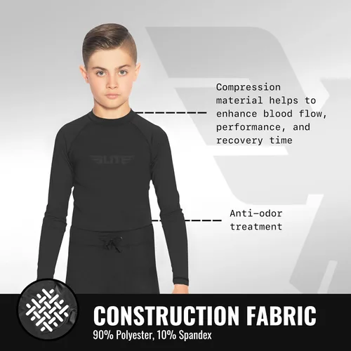 Vista 2 de Elite Sports Protectores de erupción para niños y niñas, compresión de manga completa BJJ para niños y jóvenes