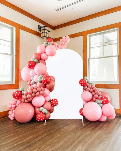 Vista 7 de Cubierta de arco de telón de fondo de globo blanco cubierta de arco de 6 pies de elastano cubierta de arco de tela para baby shower, boda