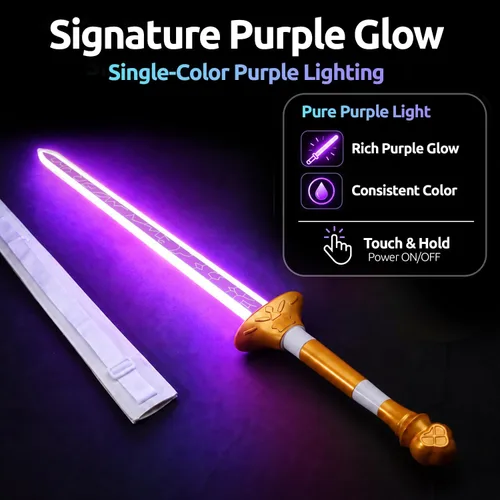 Vista 3 de Espada iluminada morada de 41 pulgadas, recargable