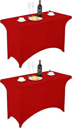 Vista 141 de FORLIFE - Funda de mesa de elastano, mantel ajustado de 4 pies para mesas rectangulares, funda elástica para patio, universal para bodas, banquetes