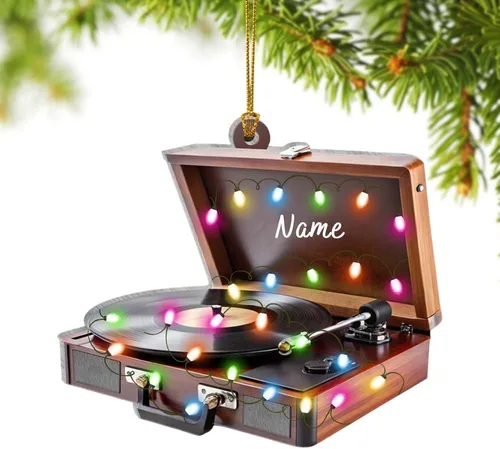 Vista 10 de Adorno de disco de vinilo personalizado para Navidad 2025, regalo para amantes de la música retro, recuerdo acrílico personalizado, decoración
