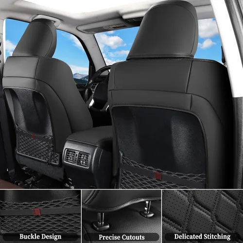 Vista 4 de Huidasource Fundas para asiento de Toyota 4Runner juego completo, protector de asiento impermeable de cuero sintético, protector de cojín de asiento
