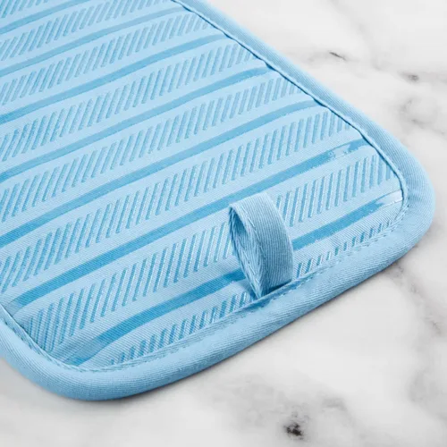 Vista 4 de KitchenAid Albany - Juego de 2 soportes para ollas, terciopelo azul, 7 x 10 pulgadas