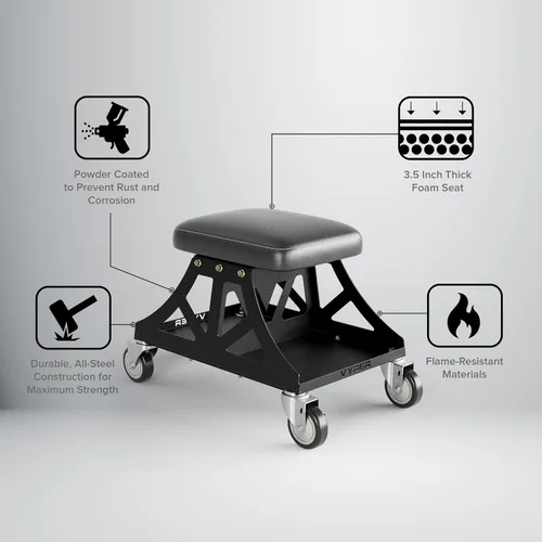 Vista 8 de Vyper Low Pro - Taburete de garaje con asiento extraíble para mecánicos, automoción, bricolaje, silla de taller con ruedas de capacidad de 400