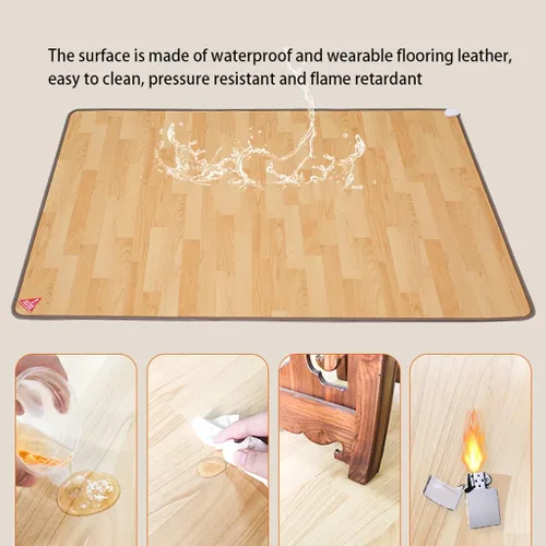 Vista 6 de Alfombra eléctrica de cristal de carbono, alfombras eléctricas con calefacción debajo del escritorio, alfombras eléctricas retro con calefacción