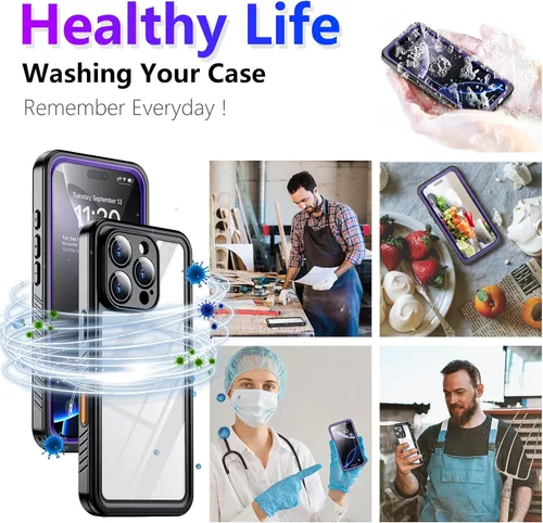 Vista 56 de Temdan - Funda impermeable diseñada para iPhone 12, protector de pantalla y cámara integrado IP68 bajo el agua, cuerpo completo, a prueba de caídas