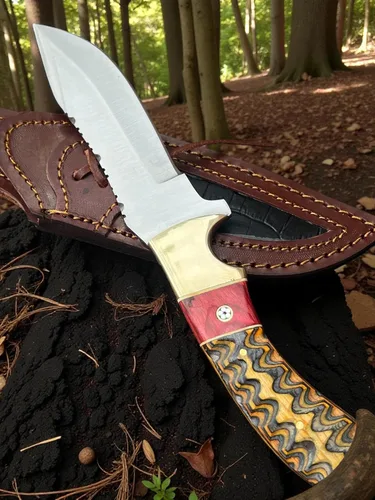 Vista 7 de Poshland BC-69 Cuchillo Skiner de Acero de Damasco Hecho a Mano de 5.50 Pulgadas Full Tang