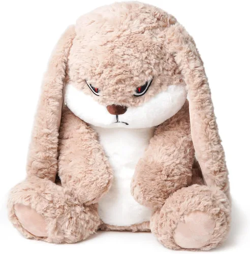 Vista 7 de ZEIO Grumpy Bunny - Peluche de conejo de peluche de 15.7 pulgadas con orejas flexibles, juguetes de peluche suaves para abrazar, perfecto para un