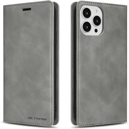 Vista 25 de QLTYPRI Funda tipo cartera para iPhone Air, 3 tarjeteros, color negro Funda de piel sintética de alta calidad, cierre magnético, soporte