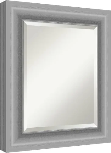 Vista 5 de Amanti Art Espejo de pared plateado de 26 x 22 pulgadas, espejo rectangular de baño de níquel pulido para decoración de pared, sala de estar, marco