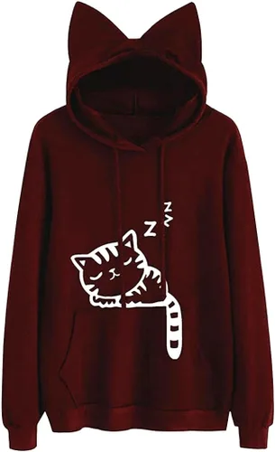 Vista 10 de Fronage Sudadera con capucha para adolescentes y niñas, de manga larga, linda sudadera con capucha, sudaderas con capucha para mujer H Black a
