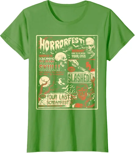 Vista 3 de Vintage Horrorfest Movie Poster Terror Old Time Halloween Camiseta S Negro