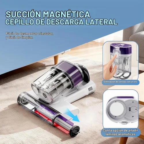 Vista 3 de Aspirador de colchón, aspiradora de cama con succión de 18 Kpa y luz UV-C 2-Blanco