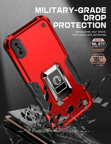 Vista 5 de Funda para iPhone Xs Max, soporte magnético integrado para automóvil, a prueba de golpes, funda protectora para iPhone Xs Max (rosa)