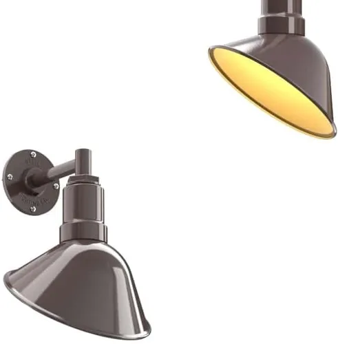 Vista 22 de Steel Lighting Co. Luz de Letrero de Tienda Venice para Pared de Acento de Restaurante al Aire Libre Cúpula de 9 pulgadas Brazo Recto de 6