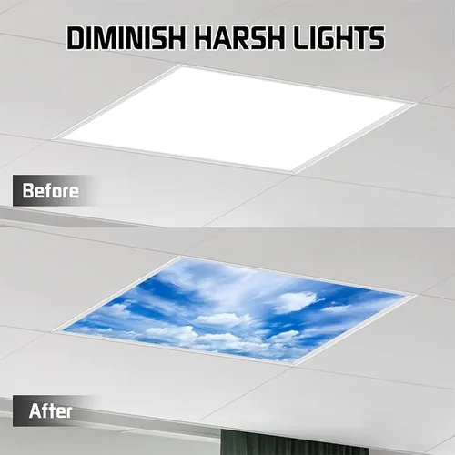 Vista 6 de 2 cubiertas de luz fluorescente, hermosas nubes, escudo magnético de luz para aula, oficina, hogar, 2 x 4 pies Color: 14