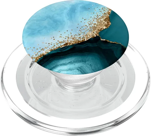Vista 8 de PopSockets de mármol de ágata dorada intercambiable PopGrip