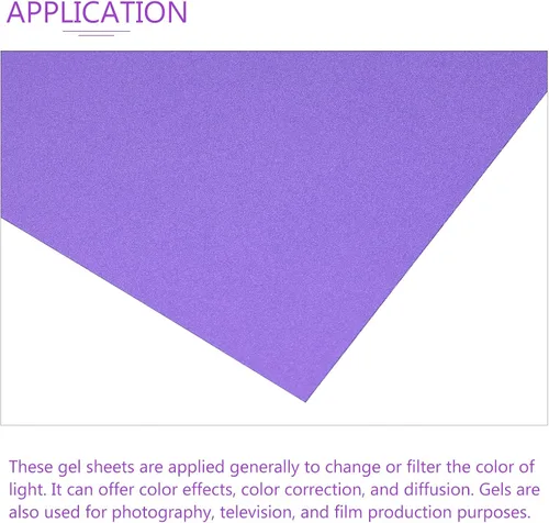 Vista 4 de DMiotech 10 piezas de gel de corrección de filtro de luz superposición de plástico transparente PVC hojas mate púrpura para fotos, películas, video