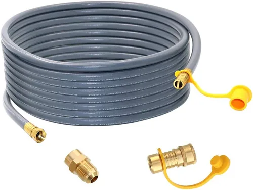 Vista 9 de Manguera de Gas Natural Mejorada de 12 Pies y 1/2 Pulgada con Conexión Rápida para RV, Línea de Gas para Parrilla Exterior con Accesorios