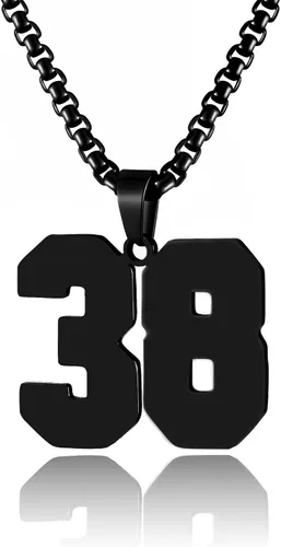 Vista 48 de Collar de Número Dorado para Hombre, Cadena de Acero Inoxidable con Colgante de Número para Atletas, Joyería Deportiva Personalizada para Niños
