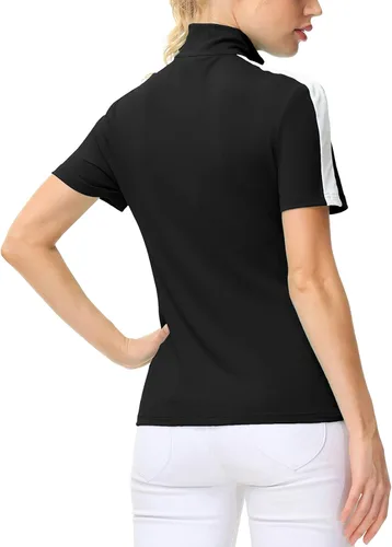Vista 4 de JACK SMITH Camisa de golf de manga corta para mujer, que absorbe la humedad, camiseta polo deportiva con cremallera, protección solar, tallas S-XXL
