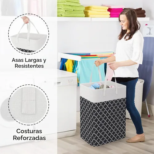 Vista 4 de StorageRight Cesta de Lavandería Canasta Grande Plegable con Asas de Fácil Transporte, Cestas de Ropa Independientes para Lavandería, Dormitorio