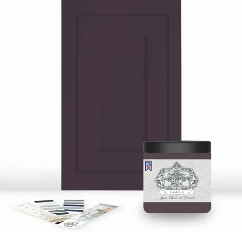 Vista 140 de Pintura TODO EN UNO, Abbey (gris cálido), Muestra de 8oz - Pintura duradera para gabinetes y muebles. Imprimación y capa superior incorporadas,