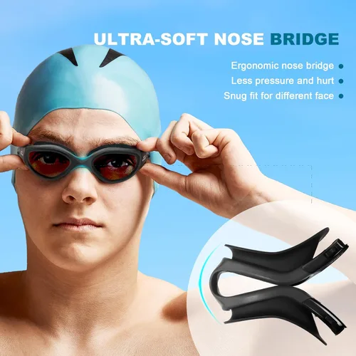 Vista 4 de EXP VISION Gafas de natación para adultos, gafas de natación antivaho para mujeres y hombres, sin fugas, gafas de agua de triatlón