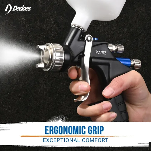 Vista 7 de Dedoes - Pistola pulverizadora HVLP de 1,3 mm con taza de plástico de 600 ml - Herramientas de pintura fáciles - Pulverizador de pintura de grado