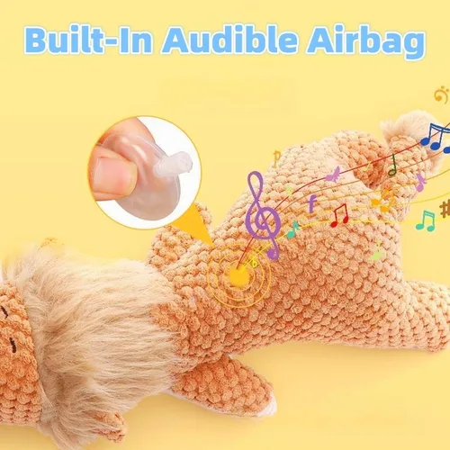 Vista 5 de Juguete para perro, animal robusto diseñado para masticadores pesados, juguete de peluche grande para perro, juguete chirriante duradero
