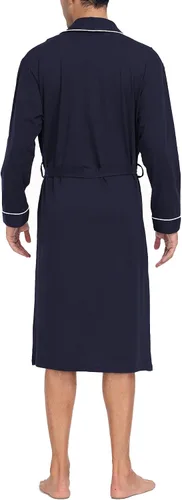 Vista 2 de EA'S SECRET Bata de baño tipo kimono de manga larga para hombre, 100 % algodón, ligera, suave, sobre la rodilla, ropa de dormir