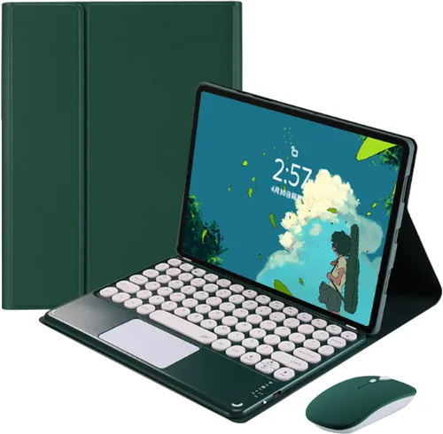 Vista 7 de Funda con teclado táctil para tablet Xiaomi Pad 6/6 Pro de 11.0 pulgadas, funda con teclado folio con linda llave redonda, teclado y mouse Negro