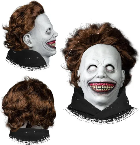 Vista 5 de Máscara de cuero sintético, máscara espeluznante, máscara de motosierra, máscara de terror para adultos, máscaras de terror para adultos, máscaras