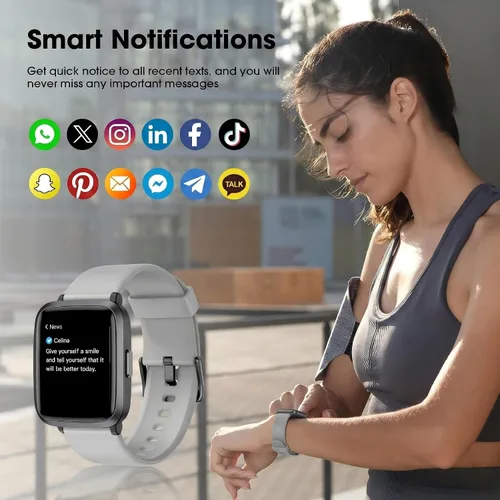 Vista 5 de POIUZET Monitor de actividad física, reloj de fitness con oxígeno en sangre, monitor de frecuencia cardíaca, contador de calorías de pasos, monitor