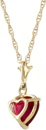 Vista 2 de Galaxy Gold GG Collar de oro macizo de 14 quilates de 1,45 quilates rubí en forma de corazón, Metal Gema, Rubí