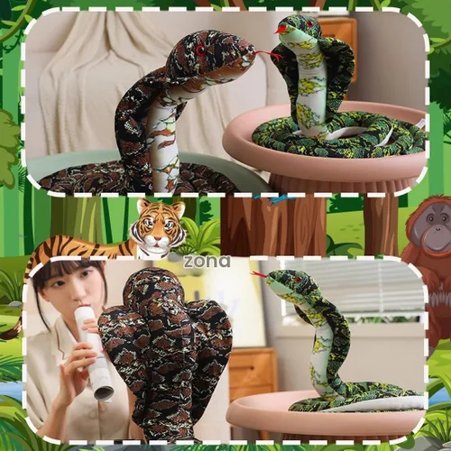 Vista 5 de ELAINREN Almohada Rellena de Cobra Marrón Ultra-Suave Gran Serpiente Realista Juguete de Peluche Cuddle Muñeca de Peluche de Pitón Realista