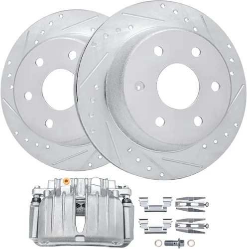 Vista 30 de Detroit Axle - Rotores de freno traseros perforados y ranurados + Reemplazo de calibrador de freno de disco trasero derecho para Acura TL Honda